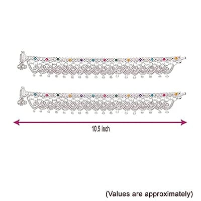 Silver Anklets for women/Enamel design Payals/Kolusu/Chain model