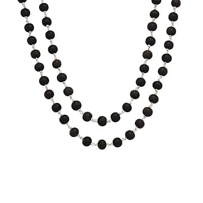 Silver Tied Wooden Beads Mala(Black) Silver Tied Wooden Beads Mala(Black)