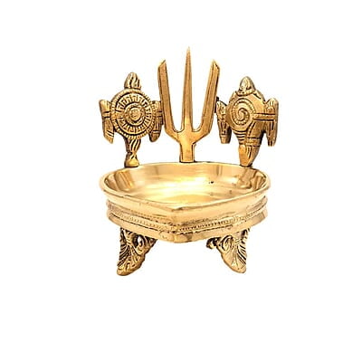 Brass Shankh Chakra Namah Design Diya Brass Shankh Chakra Namah Design Diya
