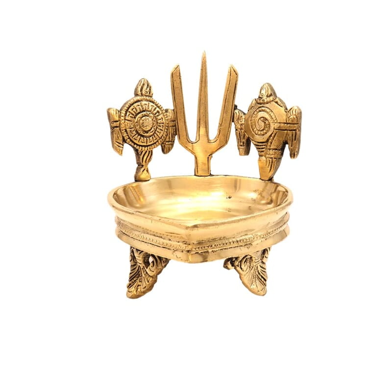 Brass Shankh Chakra Namah Design Diya Brass Shankh Chakra Namah Design Diya