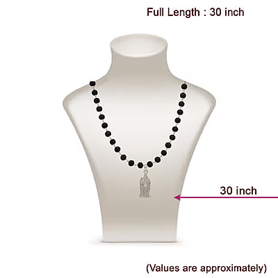 Silver Tied Wooden Beads ebony Mala (Black) with Murugan Pendant Silver Tied Wooden Beads ebony Mala (Black) with Murugan Pendant