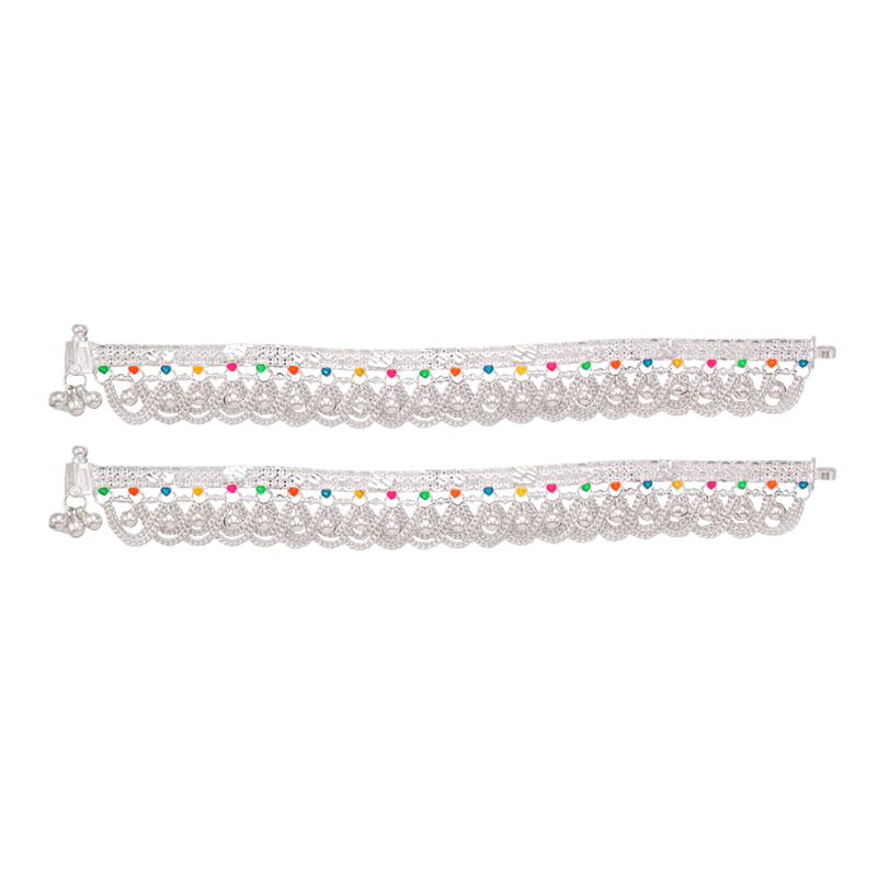 Silver Anklets for women/Enamel design Payals/Kolusu/Chain model