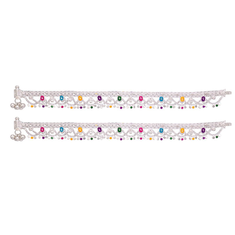 Silver Anklets for women/Enamel design