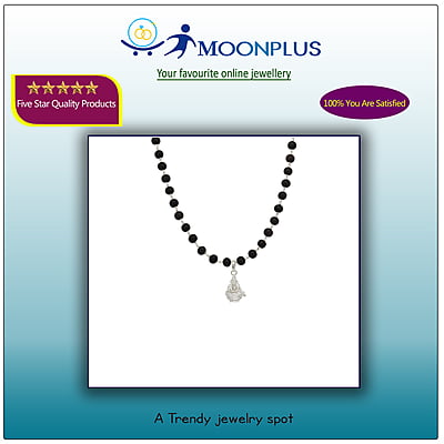 Silver Tied Wooden Beads ebony Mala (Black) with Iyyappan Pendant Silver Tied Wooden Beads ebony Mala (Black) with Iyyappan Pendant