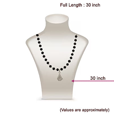 Silver Tied Wooden Beads ebony Mala (Black) with Iyyappan Pendant Silver Tied Wooden Beads ebony Mala (Black) with Iyyappan Pendant