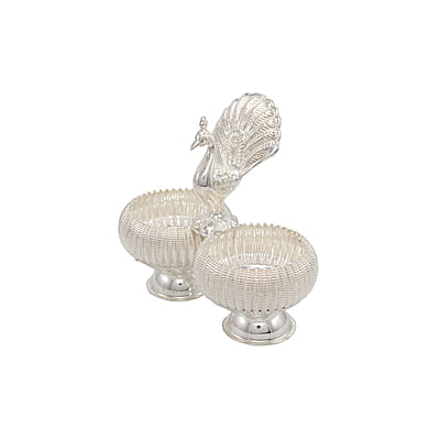 Silver Haldi Peacock Kumkum Holder Silver Haldi Peacock Kumkum Holder