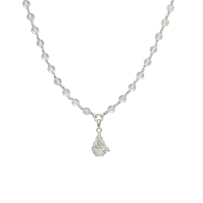 Silver Tied Spatika Mala with Iyyappan Pendant