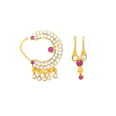 God Ornament Gold Plated Stone Nose Ring(Pullaku) God Ornament Gold Plated Stone Nose Ring(Pullaku)