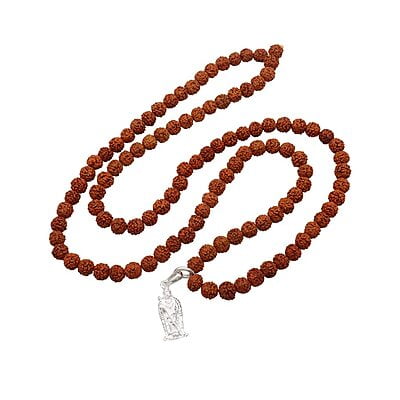 Rudraksha Mala With Sterling Silver Murugan Pendent/Dollar