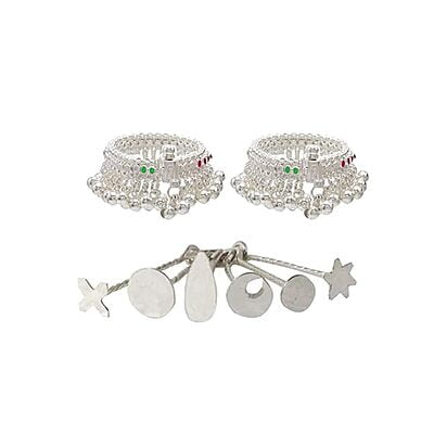 Silver Gift set for Baby (Anklets/kolusu, Bindhi)