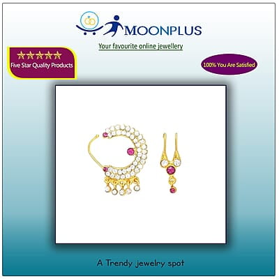 God Ornament Gold Plated Stone Nose Ring(Pullaku) God Ornament Gold Plated Stone Nose Ring(Pullaku)