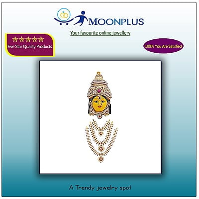 Gold Plated Varalakshmi Stone Face/Mugam with Atiigai/Necklace Gold Plated Varalakshmi Stone Face/Mugam with Atiigai/Necklace