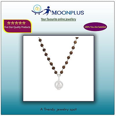 Silver Tied Rudraksha Mala/Chain with Ayyappan Pendent/Dollar Silver Tied Rudraksha Mala/Chain with Ayyappan Pendent/Dollar