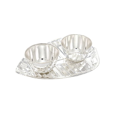 Silver Betel Leaf Haldi Kumkum Plate