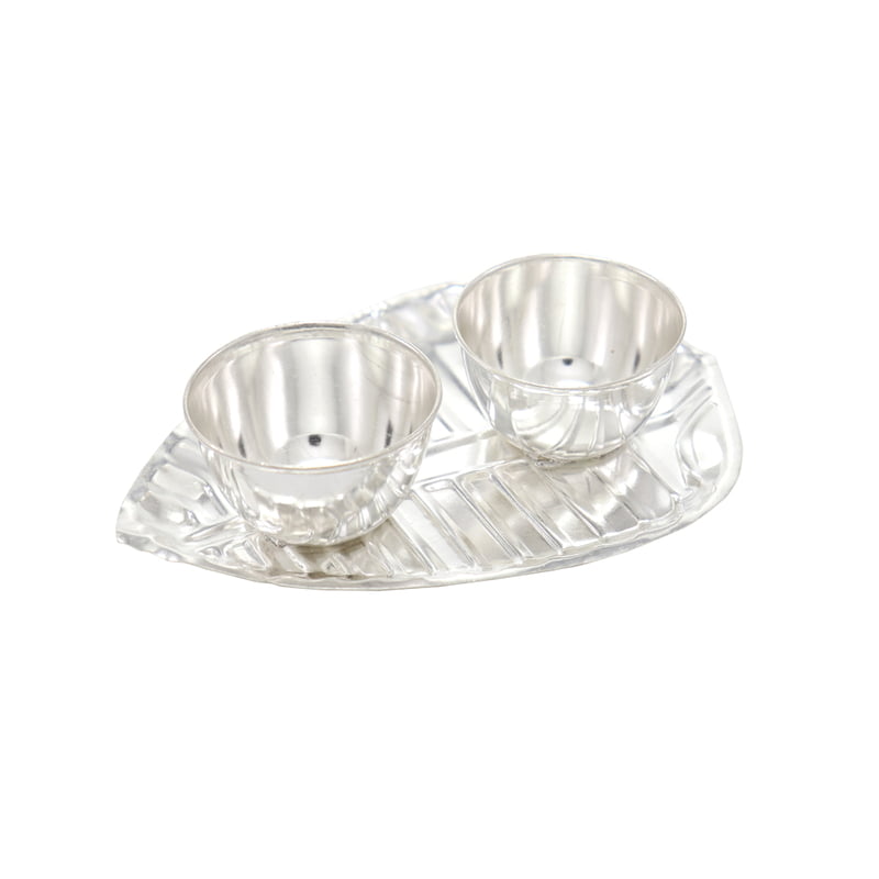 Silver Betel Leaf Haldi Kumkum Plate