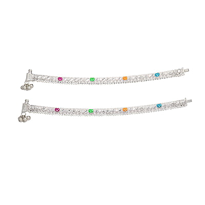 Sterling silver Enamel Design ghungross anklet for women