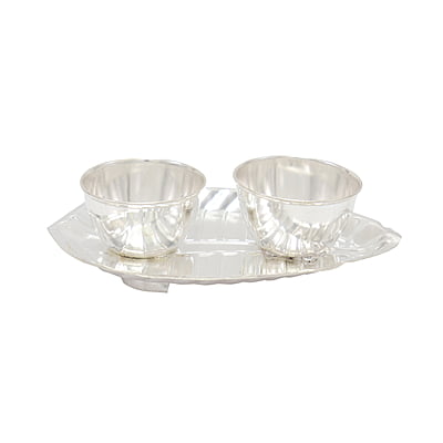 Silver Betel Leaf Haldi Kumkum Plate
