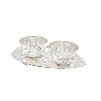 Silver Betel Leaf Haldi Kumkum Plate