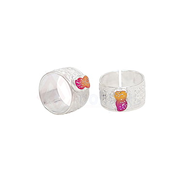 Silver Toe ring, Metti with Pink Enamel Design Silver Toe ring, Metti with Pink Enamel Design