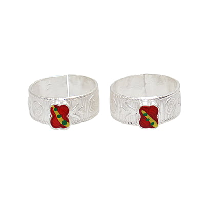 Silver Toe ring, Metti with enamel