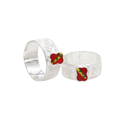 Silver Toe ring, Metti with enamel