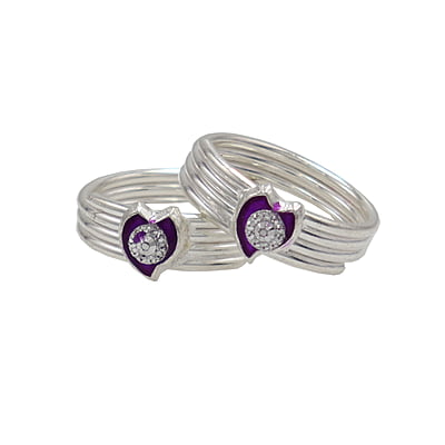 Silver Toe ring, Metti with Enamel Design Silver Toe ring, Metti with Enamel Design