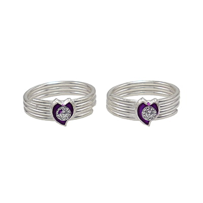 Silver Toe ring, Metti with Enamel Design