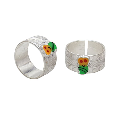 Silver Toe Rings, Metti with Enamel