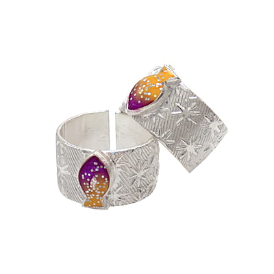 Silver Toe Ring, Metti with Enamel Fish Design Silver Toe Ring, Metti with Enamel Fish Design