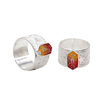 Silver Toe Ring, Metti with Red Enamel Silver Toe Ring, Metti with Red Enamel