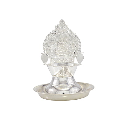 Silver Plate with Kamakshi Diya