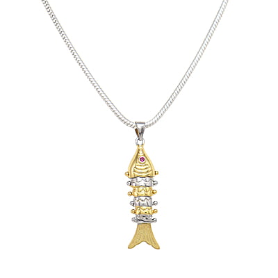 Sterling Silver Fish Pendant | Golden colour Finish Sterling Silver Fish Pendant | Golden colour Finish