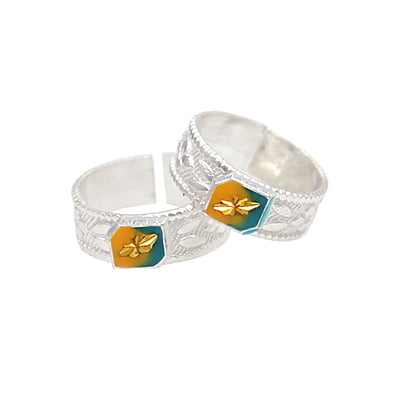 Silver Toe rings, Metti with Enamel Design