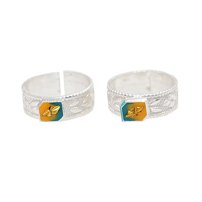 Silver Toe rings, Metti with Enamel Design