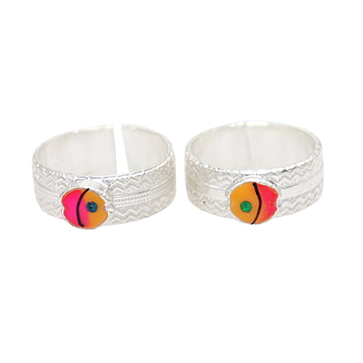 Silver Toe ring/ Metti with Enamel