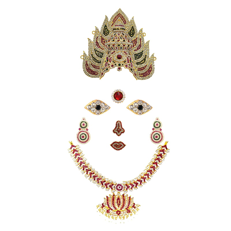 God Ornament Amman Face/Mugam with Lotus Attigai and Kali Crown, Kireedom God Ornament Amman Face/Mugam with Lotus Attigai and Kali Crown, Kireedom