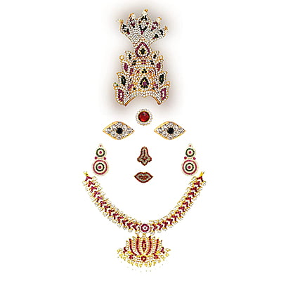 God Ornament Amman Face/Mugam with Naga Crown/Kireedom and Lotus Attigai