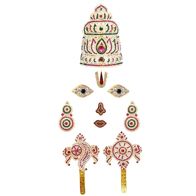 God Ornament Perumal Face/Mugam with Lotus Crown/Kireedom and Chank Chakra God Ornament Perumal Face/Mugam with Lotus Crown/Kireedom and Chank Chakra