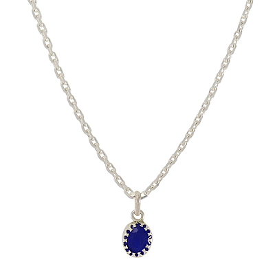 Sterling Silver Chain with Blue Stone Pendant