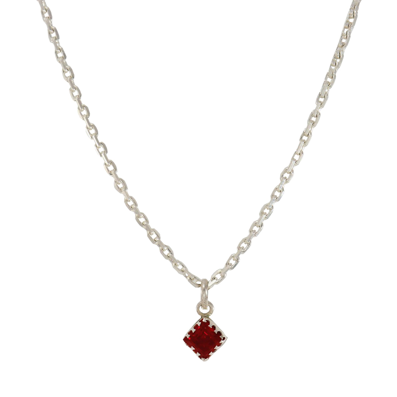 Sterling Silver Chain with Red Stone Pendant Sterling Silver Chain with Red Stone Pendant