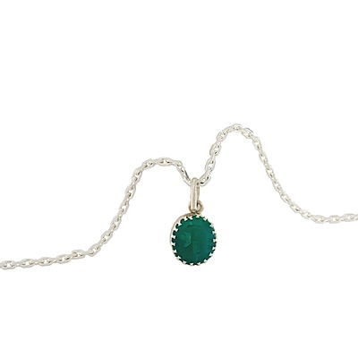 Sterling Silver Chain with Green Stone Pendant Sterling Silver Chain with Green Stone Pendant