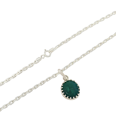 Sterling Silver Chain with Green Stone Pendant Sterling Silver Chain with Green Stone Pendant