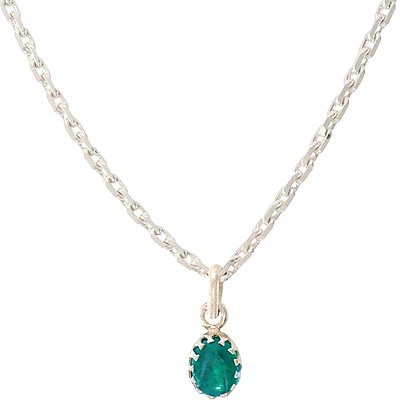 Silver Chain with Green Stone Pendant