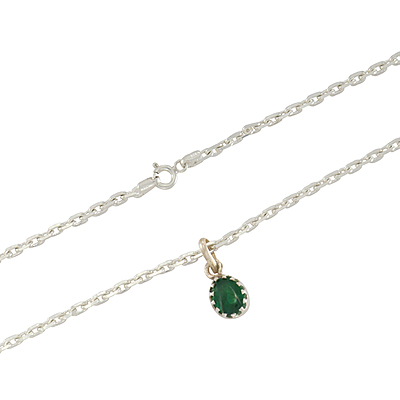 Silver Chain with Green Stone Pendant Silver Chain with Green Stone Pendant