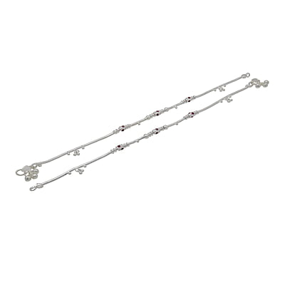 Silver Women Anklet with Red Stone Silver Women Anklet with Red Stone
