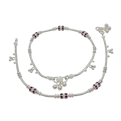 Silver Red Stone Women Anklet Silver Red Stone Women Anklet