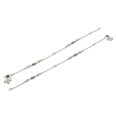 Silver Multicolour Fancy Women Anklet