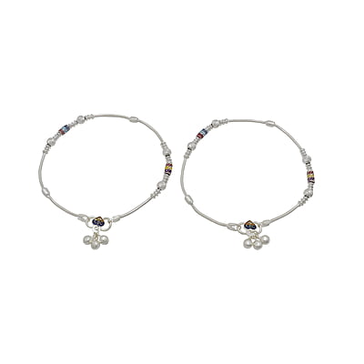 Silver Multicolour Fancy Women Anklet