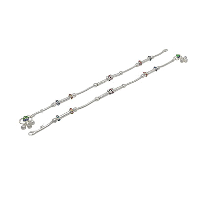 Silver Women Fancy Anklet ( 9.5 in ) Silver Women Fancy Anklet ( 9.5 in )