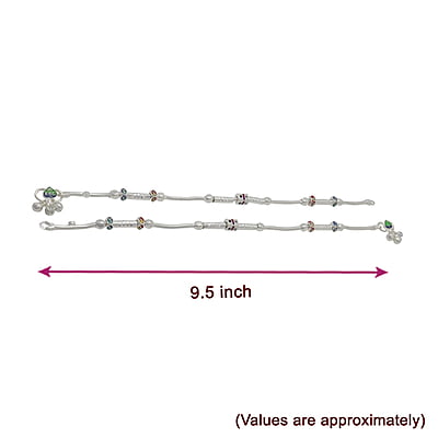 Silver Women Fancy Anklet ( 9.5 in ) Silver Women Fancy Anklet ( 9.5 in )